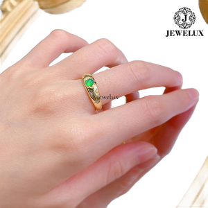 Jewelux Women's Yellow Gold <b>Jade</b> <b>Ring</b> Star Pattern Bezel Setting Classic Gemstone <b>Ring</b> Everyday Wear From India - Product Image 2