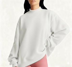 Sweat-shirt col montant pour femme, personnalisé, brodé sur le devant, respirant, écologique, décontracté, hiver, prix de gros abordable - Product Image 2