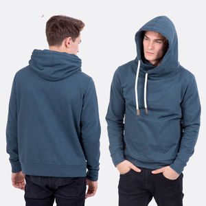 Sudadera con Capucha Azul para Hombre, Estilo Casual, Holgada, Minimalista, con Capucha y Cordón Ajustable - Product Image 1