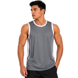 Maillot de basket sans manches unisexe gris, tissu en maille 100% polyester, respirant et à séchage rapide, personnalisable pour équipe - Product Image 2