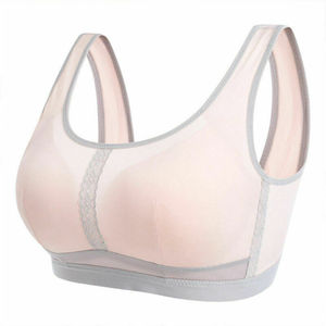 Sujetador deportivo sin costuras para mujer, cuello redondo, espalda cruzada, sujetador de yoga, malla transpirable, soporte medio, color liso, top de entrenamiento - Product Image 4