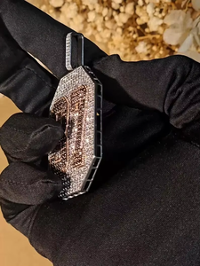 Colgante con Número Iced Out, Chapado en Rodio, Plata y Piedra Negra, Estilo Hip Hop, Joyería Personalizada para Hombre - Product Image 2