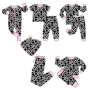 Đồ bộ liền thân trẻ em chất liệu tre co giãn, may theo yêu cầu, kiểu dáng áo ngủ, khóa kéo hai chiều, họa tiết rằn ri kiểu Tây, v.v. - Product Image 1