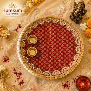 Indian Handcrafted Eco-Friendly Removable Decorative Pooja Thali Aarti Plate Diwali Festival Favors Wedding <b>Home</b> Temple - Product Image 4