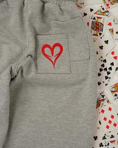 Pantalon de jogging unisexe gris en molleton brodé coupe ample streetwear gothique hip-hop décontracté - Product Image 2