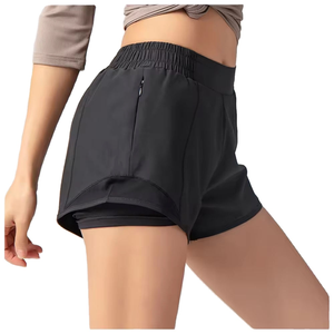 Shorts Deportivos Personalizados para Mujer, de Alta Calidad, Doble Capa, Acanalados, Corte Holgado, para Baloncesto y Entrenamiento, Color Sólido, Corte Regular - Product Image 2