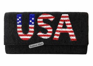 Premium Handmade Beaded <b>Clutch</b> Purse USA Theme Party Bag Bridal <b>Wedding</b> Evening Handbag Supplie - Product Image 4