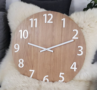 Jam Dinding Digital Bulat Layar Besar Jam Dinding Dekorasi Rumah Jam Dinding Kayu Bulat dari India