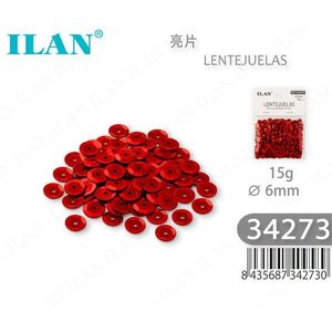 ILAN <b>Sequins</b> 6mm <b>Red</b> 15g for Crafting and Decoration - Product Image 1