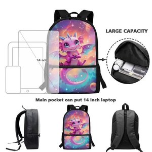 Mochila Deportiva Impermeable con Estampado de Dragón, para Niños, con Cierre de Cremallera, Forro de Malla, para Uso Escolar - Product Image 4