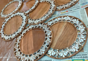 Aïd Ramadan Mubarak incrustation de nacre en bois artistique Eid Mubarak fête service vaisselle EID musulman Ramadan décoration - Product Image 5