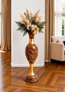Cherry <b>Red</b> Metal Flower <b>Vase</b> for Home Decor Long Size Marble Texture Design Floor <b>Vases</b> Table Decor Available At Lowest for Sel - Product Image 4