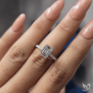 2 Carat <b>Emerald</b> Cut Lab Grown Diamond Engagement <b>Ring</b> IGI Certified 10K White Solid Gold Luxury Anniversary Wedding Gift - Product Image 4