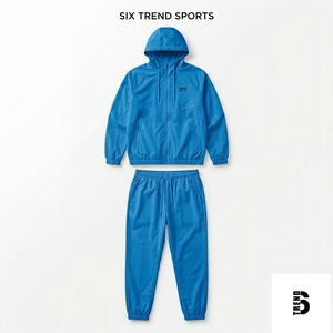 Ensemble de survêtement coupe-vent à capuche pour homme Six Trend Sports, bleu, tricoté, respirant, séchage rapide, vêtements de sport d'hiver - Product Image 1