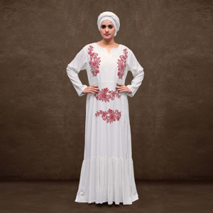 Caftán Modesto de Rayón para Eid, Ligero y Transpirable, Corte Recto, Mangas Largas, Diseño de Dobladillo Largo con Fruncido Suave - Product Image 3