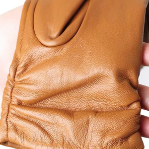 Gants de conduite en cuir premium pour femme, unisexe, marron camel, avec sangle de poignet réglable, toutes saisons - Product Image 4