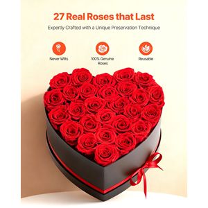 Forever Flowers Confezione a Forma di Cuore da 27 Pezzi, Regalo di Compleanno Immortale, Consegna Prime-27 Rose Conservate, Bouquet Eterno - Product Image 2