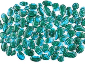 Lote de Cabujones de Crisocola y Malaquita Natural, Gemas Sueltas Pulimentadas, Formas Surtidas, Patrón Azul Verde, para Joyería - Product Image 1