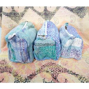 100% Pure Cotton Kantha Fabric Tassel Pattern Zipper Closure Eco-Friendly Durable Lightweight Reusable Vintage Soft Handle <b>Case</b> - Product Image 3