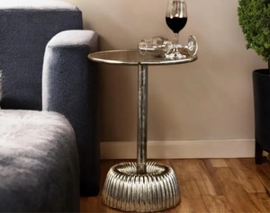 Table de bar moderne avec base texturée côtelée, plateau poli, design de piétement stable, gain de place, pièce d'appoint pour intérieurs élégants - Product Image 5