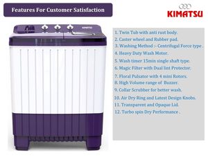 Lavadora Semiautomática de Doble Tina de Carga Superior, Eléctrica y Manual, Nueva, de Gran Venta, para Uso Comercial, Hotelero y Doméstico - Eficiente en Consumo de Energía - Product Image 3