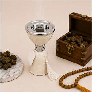 <b>Bakhoor</b> Burner with Silver Trim Arabic Mabkhara Modern Incense Holder <b>Oud</b> Frankincense Charcoal Censer for Middle East Ramadan - Product Image 4