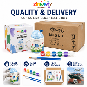 Kit de tasses en céramique DIY viral incontournable pour enfants et adultes, style esthétique, ensemble d'activités créatives, cadeau d'anniversaire, prêt pour FBA, sans plomb - Product Image 6