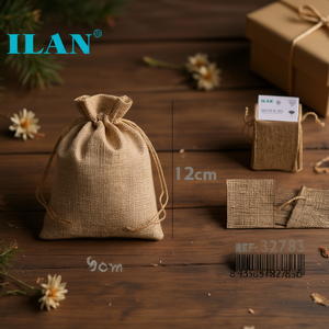 Sac en jute ILAN 9x12cm avec cordon de serrage pour emballage cadeau - Product Image 2