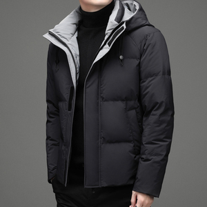 Blouson matelassé à manches longues de qualité pour homme, avec logo personnalisé brodé, coupe-vent respirant, vêtement d'hiver uni - Product Image 3
