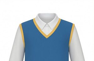 Uniforme Escolar, Chaleco con Cuello en V, Suéter Azul y Amarillo - Product Image 1