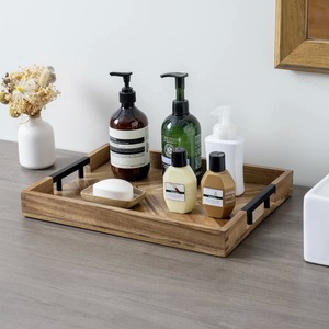 Luxury Wooden Serving <b>Tray</b> with Handles Herringbone Design Solid Wood Rectangular Serving <b>Tray</b> for Home Hotel Restaurant - Product Image 3