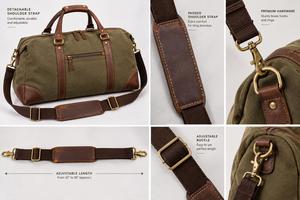 Custom Vintage Leather Canvas <b>Travel</b> <b>Duffel</b> <b>Bag</b> Heavy Duty Gym Duffle <b>Bag</b> Men's Overnight Holdall <b>Bag</b> LCDB-0004 - Product Image 4