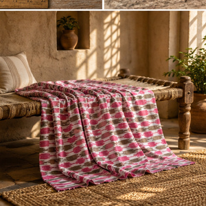 Handmade <b>Eco</b>-<b>Friendly</b> Lightweight pink Ikat Printed Cotton <b>Fabric</b> Wholesale for Women Boys Dress Apparel Home Textile Upholstery - Product Image 3