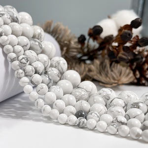 Cuentas redondas de howlita blanca Natural, abalorios sueltos de piedras preciosas para fabricación de joyas, collares y pulseras, venta al por mayor - Product Image 2
