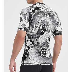 OEM Men Rash Guard Compression <b>T</b> Shirt Short Sleeve Swim Shirt UV Protection Custom Branding Wholesale - Product Image 5