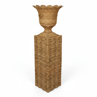 Vas Meja Bundar Dekoratif Bambu Rotan Art Deco untuk Pernikahan, Transparan, Ramah Lingkungan, Anyaman Tangan Alami, Dekorasi Rumah VN