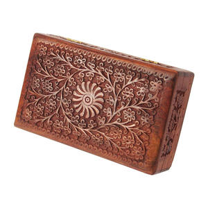 Proveedor de artesanías de madera de alta calidad, caja organizadora decorativa de joyería de madera, caja antigua de tallas florales intrincadas para Decoración - Product Image 5