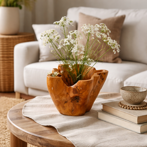 ARTERRA - Florero de Lujo Hecho a Mano con Raíz de Teca, Florero Rústico de Madera para Mesa, para Decoración de Bodas, que Resalta la Veta Natural - Product Image 2
