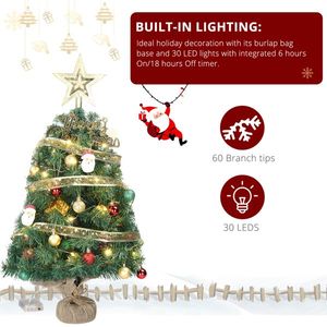 Albero di Natale Artificiale Mini da 20 Pollici Pre-Illuminato con 30 Luci Calde a Batteria per Esposizione da Tavolo Piccolo Ornamento Natalizio - Product Image 5
