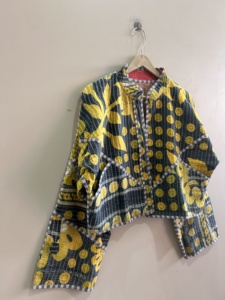 Indian <b>Kantha</b> Quilted Handmade Vintage Bomber <b>Jacket</b> Reversible Trendy <b>Jacket</b> - Product Image 4