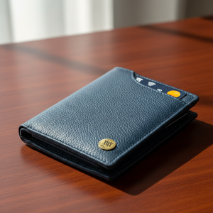 WRIZA Mens Genuine Leather Eco-Friendly Fashion RFID Blocking <b>Wallet</b> | Navy Blue Bifold Coin Pocket Slim Credit Card <b>Holder</b> - Product Image 4