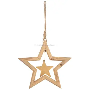 Ornements de Noël en bois faits à la main décorations d'arbre de taille personnalisée avec guirlande et forme de cloches pour l'artisanat suspendu à la maison - Product Image 2