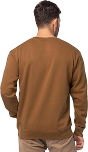 เสื้อสเวตเชิ้ตคอกลมสีน้ำตาลสำหรับผู้ชาย ทรงปกติ สีพื้น ผ้าถักลำลองสำหรับฤดูหนาว ผ้าฝ้าย 100% มีโลโก้ด้านหน้า - Product Image 2