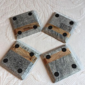 Round <b>Wood</b> Marble Coaster <b>Set</b> by NEHA ENTERPRISES Elegant Handmade <b>Tea</b> Coffee Drink Coasters - Product Image 2