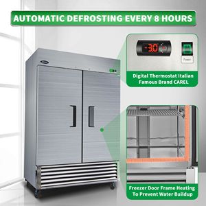 Congelador Comercial ORIKOOL de 54 Pulgadas, 49 Pies Cúbicos, 2 Puertas Sólidas, Congeladores Verticales de Acero Inoxidable, Aprobado por ETL, Almacenamiento Vertical - Product Image 5