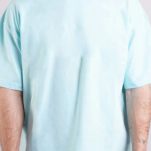เสื้อยืดคอกลมยูนิเซ็กส์ สีฟ้าอ่อน ผ้าฝ้าย 100% น้ำหนัก 240 กรัม ทรงโอเวอร์ไซส์ สำหรับผู้ชาย - Product Image 4