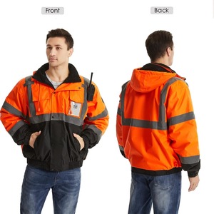 Veste de sécurité à capuche haute visibilité pour homme, vêtements de travail réfléchissants à rayures, imperméable pour l'hiver avec poches - Product Image 2