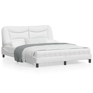 Cadre de lit rembourré Hvar blanc 59,8''x79,9'' avec LED sans matelas - Product Image 1