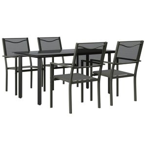 Set da Pranzo da Giardino Nero per 4 Persone, Mobili da Esterno Contemporanei in Alluminio Resistenti alle Intemperie - Product Image 2