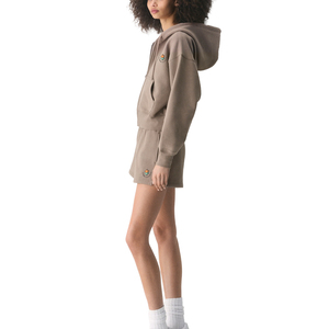 Sudadera Corta con Cremallera para Mujer, Marca Privada, Algodón Orgánico, Felpa, Color Sólido, Informal, para Otoño - Product Image 3